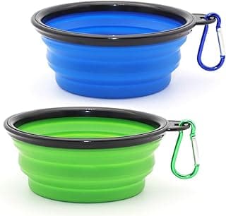 Dog Bowl Pet Collapsible Bowls, 2 Pack for Cats Dogs, Portable Pet Feeding Watering Dish for Walking Parking Traveling with 2 Carabiners (S...