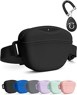 heouvo Dog Treat Pouch with Training Clicker, Upgrade Stronger Magnetic Closure to Avoid Spilling, 1.67 Cup Silicone Treat Bag Fanny Pack w...