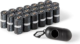 Amazon Basics Dog Poop Leak Proof Bags with Dispenser and Leash Clip, Unscented, 13" x 9" Large Size, 300 Count