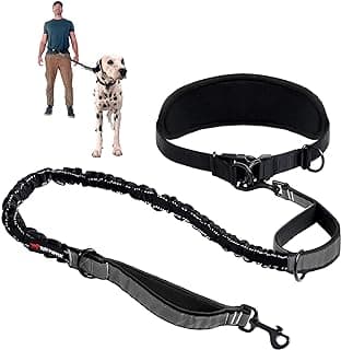 Tuff Pupper Heavy Duty Hands Free Dog Leash | One Large Dog Up to 125 lbs | Comfortable Shock Absorbing Bungee | Reflective Padded Handles...