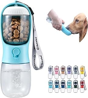 Cibaabo Dog Water Bottle with Food Container, Travel Puppy Water Bowl, Portable Pet Dispenser, Dog Gift Stuff Accessories Items, Puppy Esse...