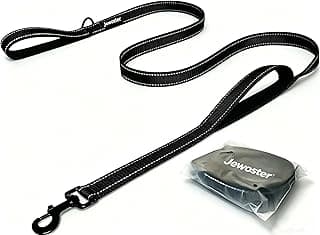 Heavy Duty Dog Leash - 2 Handles by Padded Traffic Handle for Extra Control, 6foot Long - Perfect for Medium to Large Dogs (6 ft, Black)