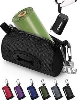 Gobeigo Dog Poop Bag Holder for Leash, Large Opening for Easy Pull Out, Doggy Poo Bag Dispenser with Used Waste Bag Carrier Suitable for An...